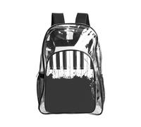 WYCZHY Sac à livres transparent robuste imprimé piano, sac transparent renforcé pour la plage, les sports de plein air, les voyages