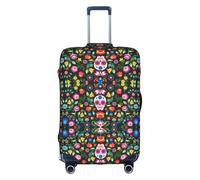 WYCZHY Sugar Horror - Grande housse de valise élastique avec fermeture éclair - Motif tête de mort et fleurs - Protège les bagages pendant le voyage, blanc, XL