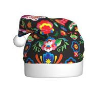 WYCZHY Sugar Horror Skull and Flowers Print Santa Hat Christmas Party Casquette rouge pour adulte Femme Homme Accessoire avec bonnets d'hiver