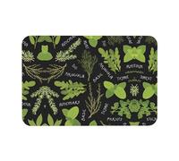 WYCZHY Tapis de bain en diatomée avec impression basilic, thym, aneth et romarin, antidérapant, 60 x 40 cm, facile à ranger, tapis de bain pour salle de bain et cuisine