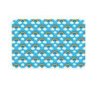WYCZHY Tapis de bain en diatomée avec impression de gouttes de pluie arc-en-ciel - Antidérapant - 60 x 40 cm - Facile à ranger - Tapis de bain pour salle de bain et cuisine