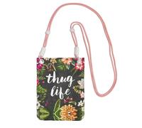 WYCZHY Thug Life Sac à bandoulière pour téléphone portable avec bandoulière pour téléphone, passeport de marche, portefeuille, rose, Taille unique