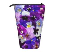 WYCZHY Trousse à crayons avec fleur violette - Spacieuse - Pour le travail, le bureau, les artistes, Noir , Taille unique, Organiseur de sac
