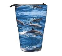 WYCZHY Trousse à crayons avec motif de dauphins dans la mer - Trousse spacieuse pour le travail, le bureau, les artistes, Noir , Taille unique, Organiseur de sac