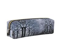 WYCZHY Trousse à crayons en cuir avec inscription « Snow Falling in The Park » - Grande capacité - Pour l'école - Outil de papeterie, doré, Taille unique, Trousse de maquillage