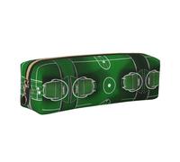 WYCZHY Trousse à crayons en cuir vert avec impression terrain de football pour étudiants, marqueurs, grande capacité pour l'école pour outils de papeterie, doré, Taille unique, Trousse de maquillage