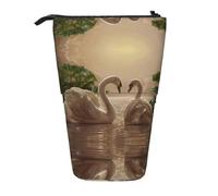 WYCZHY Trousse à crayons en forme de cygne avec motif de feuilles vertes, Noir , Taille unique, Organiseur de sac