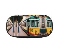 WYCZHY Trousse à crayons haute capacité avec motif de tramway Lisbonne, trousse à crayons, trousse à stylos, fournitures esthétiques pour adultes, Noir , Taille unique, Organiseur de sac