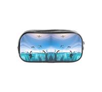 WYCZHY Trousse à crayons transparente imprimée pingouin heureux dans l'eau, sac à fermeture éclair en PVC robuste, organisateur robuste pour marqueurs