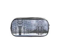 WYCZHY Trousse à crayons transparente imprimée Snow Falling in The Park, sac à fermeture éclair en PVC robuste, organisateur robuste pour marqueurs