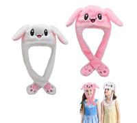 Wydexint 2 Pcs Chapeau Lapin Oreille, Peluche Bonnet Lapin, Bonnet Enfant Oreille Qui Bouge, Bonnet Oreille Qui Bouge,Chapeau En Peluche Adapté à La Fête Costumée, Fête De Noël, Carnaval, Cosplay