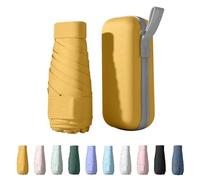 Wydexint Parapluie Compact Pliable Anti UV - Mini Avec Boîte à Capsules De Voyage, Imperméable Et Coupe-Vent (Jaune)