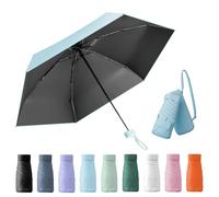 Wydexint Parapluie Compact Pliable Anti UV, Mini Pliant Avec Boîte à Capsules De Voyage, Imperméable Et Coupe-Vent (Bleu Clair)