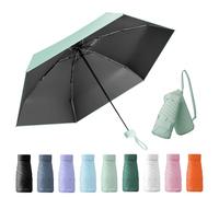Wydexint Parapluie Compact Pliable Anti UV, Mini Pliant, Livré Avec Une Boîte à Capsules De Voyage, Imperméable Et Coupe-Vent (Vert Clair)