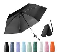 Wydexint Parapluie Compact Pliable Anti UV, Mini Pliant, Livré Avec Une Boîte à Capsules De Voyage, Imperméable Et Coupe-Vent (Noir)