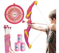 Wydexint Tir à l'arc Flèche Et Arc Jouet pour Enfants, Nsemble De Tir à Larc, Kit d'arc Et De Flèche, Flèches à Ventouse, Cible Debout Mobile, Jouet d'Intérieur Et d'Extérieur (Rose)