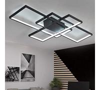 WYDM Métal Design Chic Lampe Lustre Moderne plafonnier LED carré Restaurant avec Lampe dimmable Chambre plafonnier télécommande éclairage Toit plafonniers,Noir,90CM