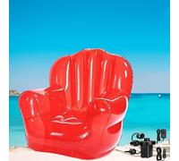 WYEIAHS Canapé Gonflable Transparent PVC Épais Pouf Gonflable Peut Contenir 330 Livres Fauteuil Gonflable avec Pompe À Air Électrique pour Bureau Salon Fête Cour Camping (Red)
