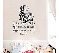 WYF lice Au Pays des Merveilles Sticker Mural Citation Cheshire Chat Je Ne suis Pas Fou Sticker Mural Salon Chambre Décoration Murale Murale Amovible Vinyle 57 * 44 Cm