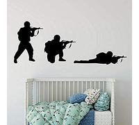 WYFCL Autocollant Mural Cool Militaire Armée Soldat Autocollant Mural Pistolets Sticker Mural Guerre Industrie Garçons Chambre Décoration Mur Bras Militaires Décor Mural 75X28Cm
