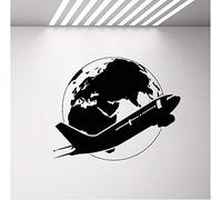 WYFCL Avion Voyage Autour du Monde Stickers Muraux Avion Airbus Vinyle Stickers Chambre Décoration De La Maison Voyage Thème Sticker Mural Affiche 70X57Cm
