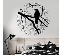 WYFCL Branche D'Oiseau Corbeau Style Gothique Cercle Vinyle Sticker Mural Décor À La Maison Salon Art Mural Amovible Stickers Muraux 57X57Cm