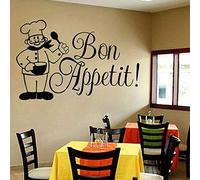 WYFCL Chef Autocollant Mural Citations Nourriture Pizza Pâtes Nourriture Italienne Autocollant Mural Restaurant Restaurant Décoration Design Vinyle Autocollant 64X42 Cm