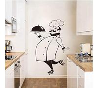 WYFCL Drôle Chef Stickers Muraux pour Carreaux De Cuisine Murs en Verre Étanche Vinyle Autocollant Mural Décor À La Maison Stickers Muraux Décoration De La Maison 56X80Cm