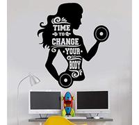 WYFCL Gym Sticker Fille Femme Fitness Sport Vinyle Autocollant Art Décor Mural 42X50Cm
