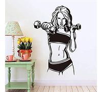 WYFCL Haltère Femme Fitness Sport Vinyle Sticker Mural Décor À La Maison Salon Art Mural Amovible Stickers Muraux 58X89 Cm