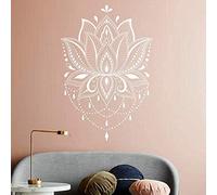 WYFCL Lotus Sticker Mural Vinyle Sticker Mural Mandala Stickers Muraux Yoga Studio Stickers Maison Chambre Autocollant Décalcomanie Lotus Wall Decal-62X42Cm Blanc