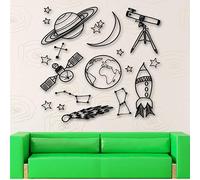 WYFCL Outil Astronomique Stickers Muraux Espace Astronomie École Chambre d'enfants Stickers Muraux en Vinyle Détachable Enfants Maternelle Sticker Mural 56X58Cm