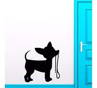 WYFCL Petit Chien Laisse Stickers Muraux Maison Décoration Intérieure Silhouette Chiot Vinyle Sticker Mural Chihuahua Art Autocollant Mignon Animal 42X47Cm