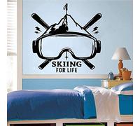 WYFCL Ski Signe Sticker Mural Citation pour La Vie Ski Sports d'hiver Sticker Mural Vinyle Détachable Maison Chambre Décoration Murale Affiche57X58 Cm