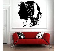 WYFCL Sticker Mural Art Déco Applique Décoration Salon De Mode Ciseaux Coiffeur Coiffeur Coiffeur 57X62Cm