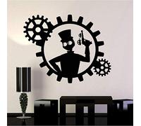 WYFCL Sticker Mural en Vinyle Steampunk Homme Pistolet Engrenages Décor Autocollants Peintures Murales Décor À La Maison Stickers Muraux Design Moderne Autocollant Mural 58X74Cm