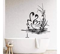 WYFCL Stickers Muraux De Salle De Bain Cygnes Nature Décalcomanie Salle De Bain Vinyle Autocollants Décor À La Maison Amovible Art Décorations Étanche Décalcomanie 57X60Cm