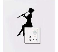 WYFCL Stickers Muraux Fille Jouant Clarinette Interrupteur De Lumière Autocollant Musique Classique Stickers Muraux pour Enfants Chambre Décor À La Maison Taille 8,3 * 14 Cm