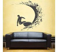 WYFCL Stickers Muraux Stickers Muraux Papier Peint Décalcomanies De Surf Surfeur Sport Stickers Planche De Surf Stickers Muraux Vagues Décalcomanies Garçon Salle De Bain 62X57 Cm