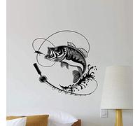 WYFCL Stickers Muraux Stickers Muraux Papier Peint Pêche Sticker Mural Crochet De Poisson Tige Autocollant Pêcheur Cadeau Maison Chambre Enfants Chambre Décoration Affiche 49X42 Cm