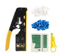 WYFCR Kit de sertissage Network Cable tester, 50pcs connecteur rj45 cat6, testeur de câble réseau RJ45, pince de sertissage traversant la prise cat7 / dénudeur/outil de réparation Lan Ethernet