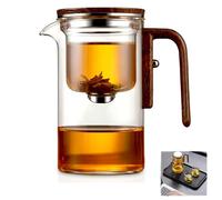 WYFDMNN Enchantipot Magic Tea Pot, Tea Pot with Water Separation Glass, Wooden Handle, 500ml, Borosilicate Glass, Bois