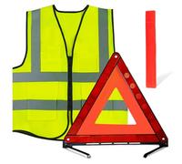 WYFDZZP 3in1 Triangle et Gilet Jaune pour Voiture, Triangle Voiture, Gilet Voiture, 360 DegréS Triangle d'urgence, Triangle Pliable pour Voiture, Kit Triangle de Signalisation avec éTui de Rangement