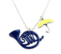 WYFLL Comment Rencontrer Votre Mère Bleu Collier De Corne Française Pendentif Parapluie Jaune avec Chaîne TV Bijoux Dames Bijoux