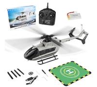 WYFTOY K160 EC-145 Hélicoptère RC à l'échelle 2,4 G 4CH avec gyroscope 6 axes et fonction de protection à l'atterrissage, vol de 8 à 10 minutes, accélérateur gauche/droite, pour débutants et