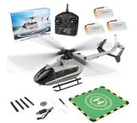 WYFTOY K160 EC-145 Hélicoptère RC à l'échelle 2,4 G 4CH avec gyroscope 6 axes et fonction de protection à l'atterrissage, vol de 8 à 10 minutes, accélérateur gauche/droite, pour débutants et
