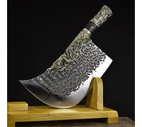 WYGC Couperet Couteau Couteau De Boucher Acier Inoxydable Couteaux De Cuisine Hacher Les Os Couteau du Chef avec Poignée en Cuivre 35 CM