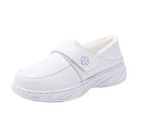 Wygwlg Chaussures De Travail d'hiver Chaudes Légères Et Ajustables en Cuir Peluche pour Femmes Soignantes, Chaussures Compensées Respirantes pour La Course, Personnel Médical, Médecins(36 EU)