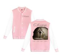 WYHMCNHM DOECHII Merch Live from the Swamp Tour 2025 Veste de baseball Merch Unisexe Mode Casual Vêtements à manches longues, rose, M