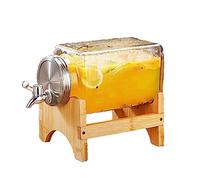 WYJRO Distributeur De Boisson en Verre,Drinking Jar avec Couvercle Hermétique,avec Robinet Acier Inoxydable Et Support Bambou Bois,Carafe Commerciaux Domestiques pour Froide Chaude,Faucet+Base,3L